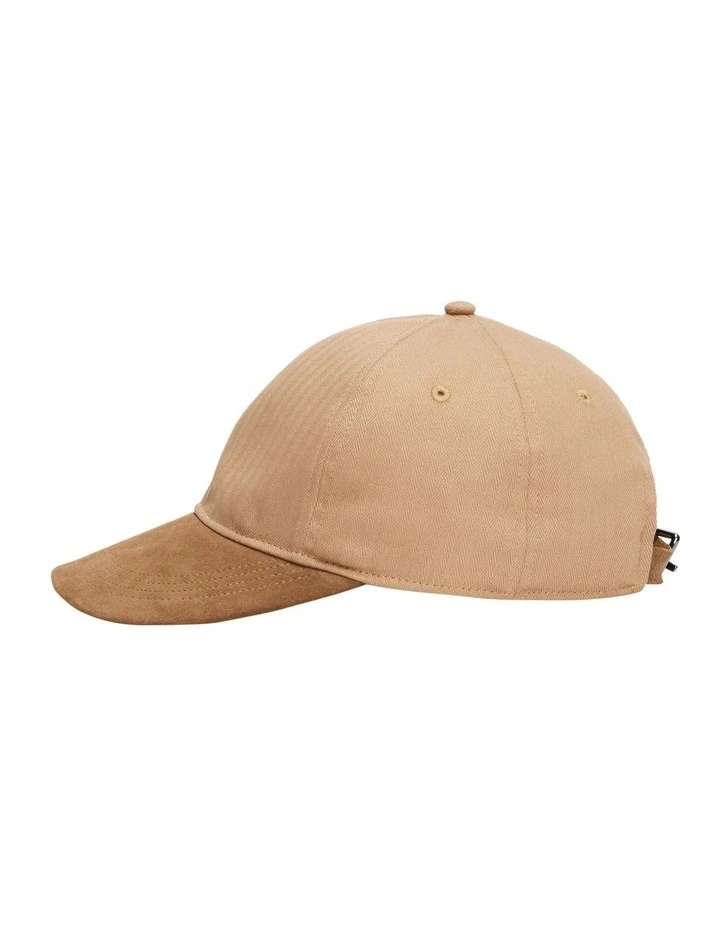Flag Embroidery Herringbone Baseball Cap in Beige image 3