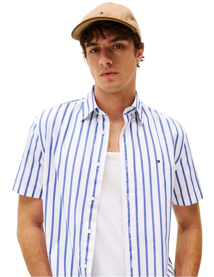 Flag Embroidery Herringbone Baseball Cap in Beige image 4