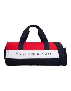 Logo Colourblock Canvas Duffel Bag in Blue