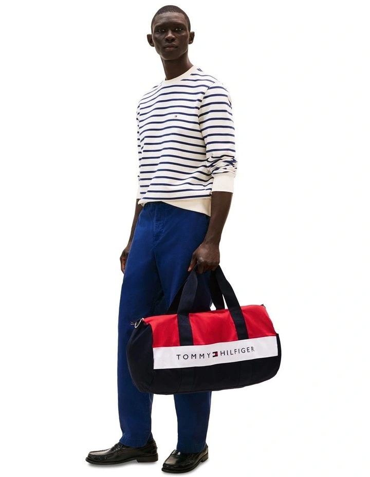 Logo Colourblock Canvas Duffel Bag in Blue image 2
