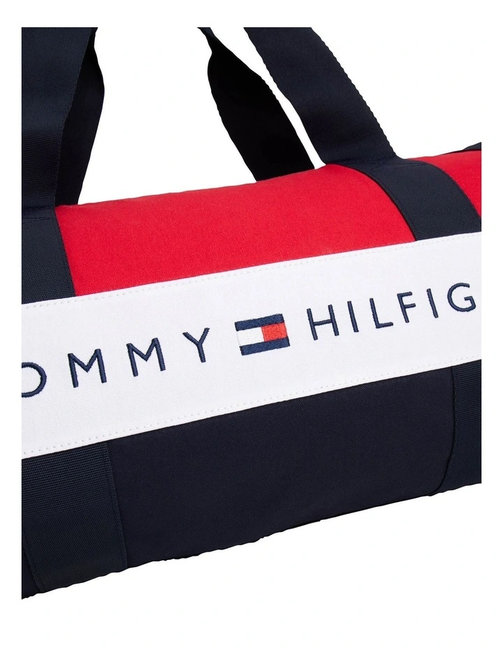 Logo Colourblock Canvas Duffel Bag in Blue image 4