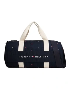 Flag Logo Canvas Duffel Bag in Navy