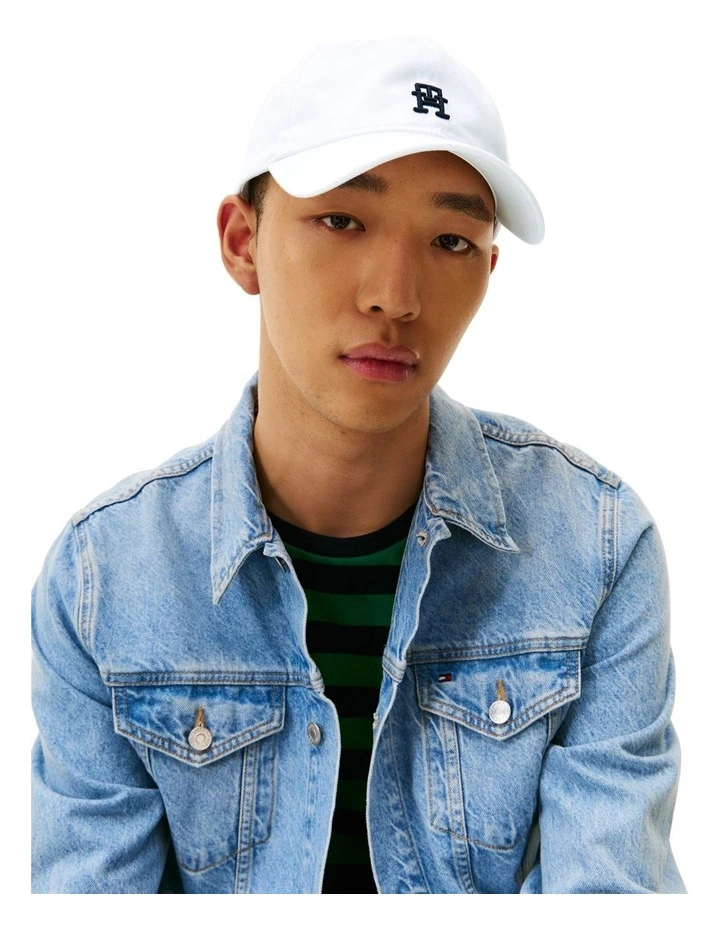 Embroidered Monogram Baseball Cap in White image 2