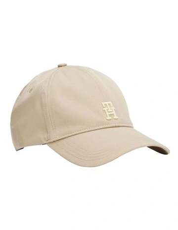 Embroidered Monogram Baseball Cap in Beige