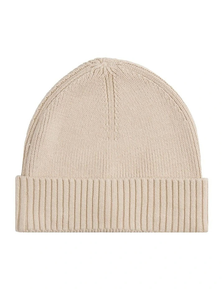 Flag Beanie With Cashmere in Beige image 3