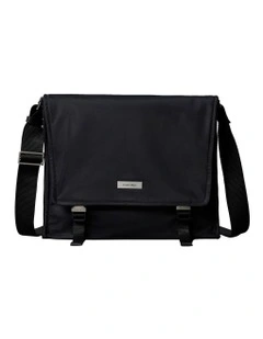 Matte Nylon Messenger Bag in Black