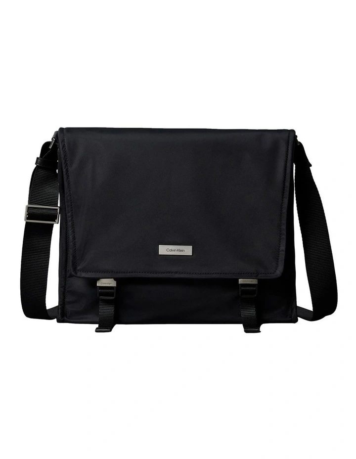 Matte Nylon Messenger Bag in Black image 1