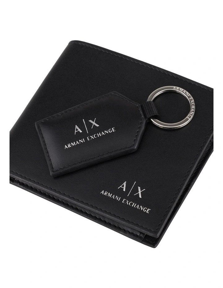 Wallet And Keychain Giftset in Black image 4