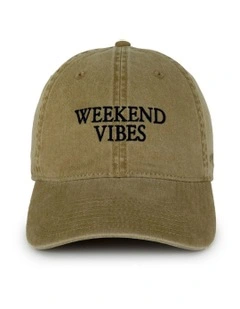 Weekend Vibes Ball Park Cap in Beige