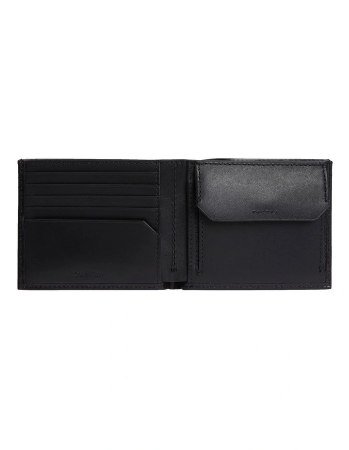Smooth Billfold with Coin Wallet in Black image 2