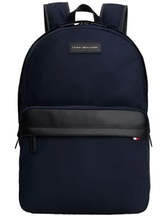 Daily Nylon Logo Patch Backpack Bag in Navy