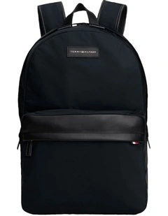 Daily Nylon Logo Patch Backpack Bag in Black