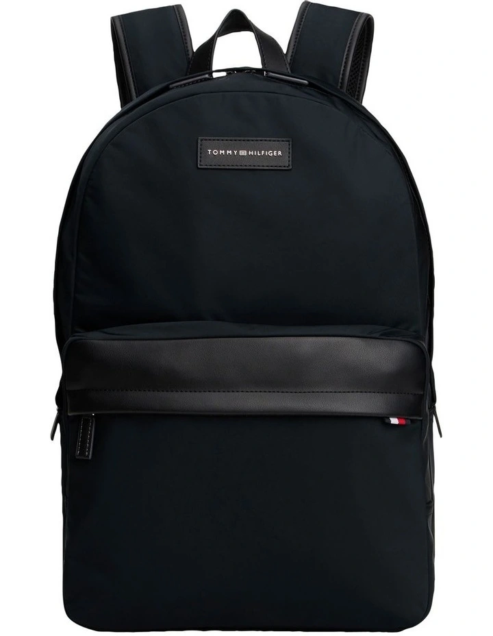 Daily Nylon Logo Patch Backpack Bag in Black image 1