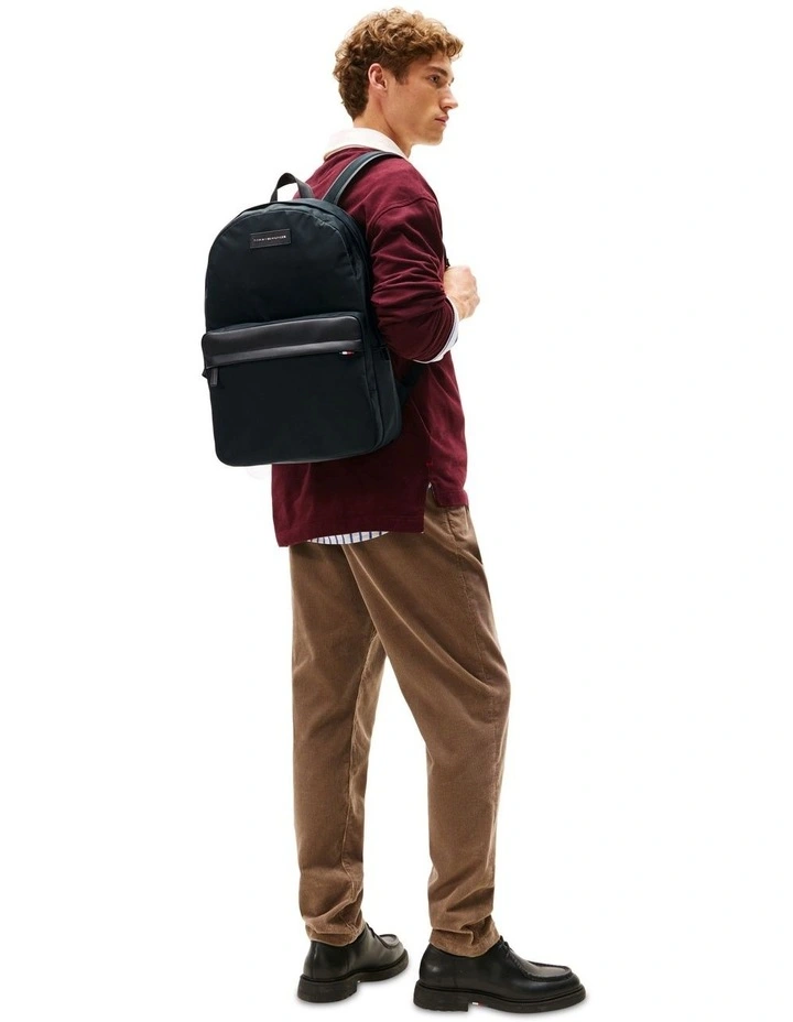 Daily Nylon Logo Patch Backpack Bag in Black image 2