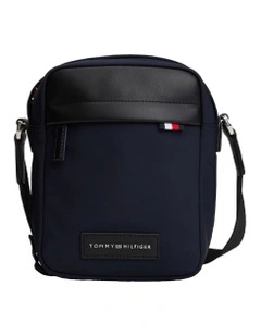 Daily Nylon Logo Patch Mini Reporter Crossbody Bag in Navy
