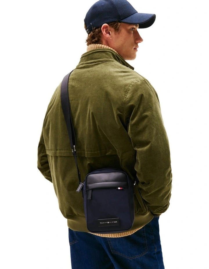 Daily Nylon Logo Patch Mini Reporter Crossbody Bag in Navy image 2