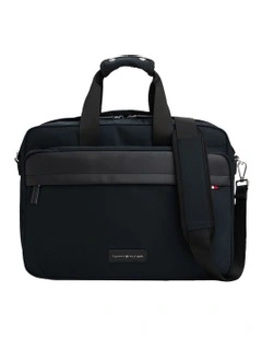Daily Nylon Logo Patch Computer Bag in Black