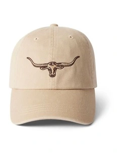 Longhorn Twill Cap Hat in Ecru