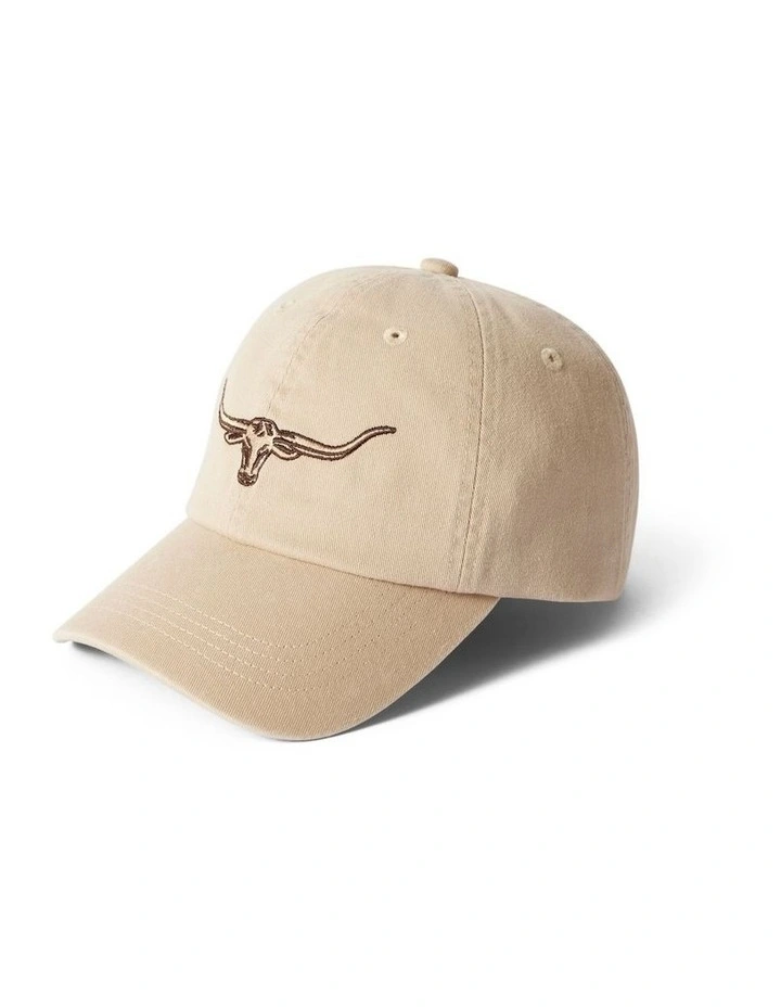 Longhorn Twill Cap Hat in Ecru image 2