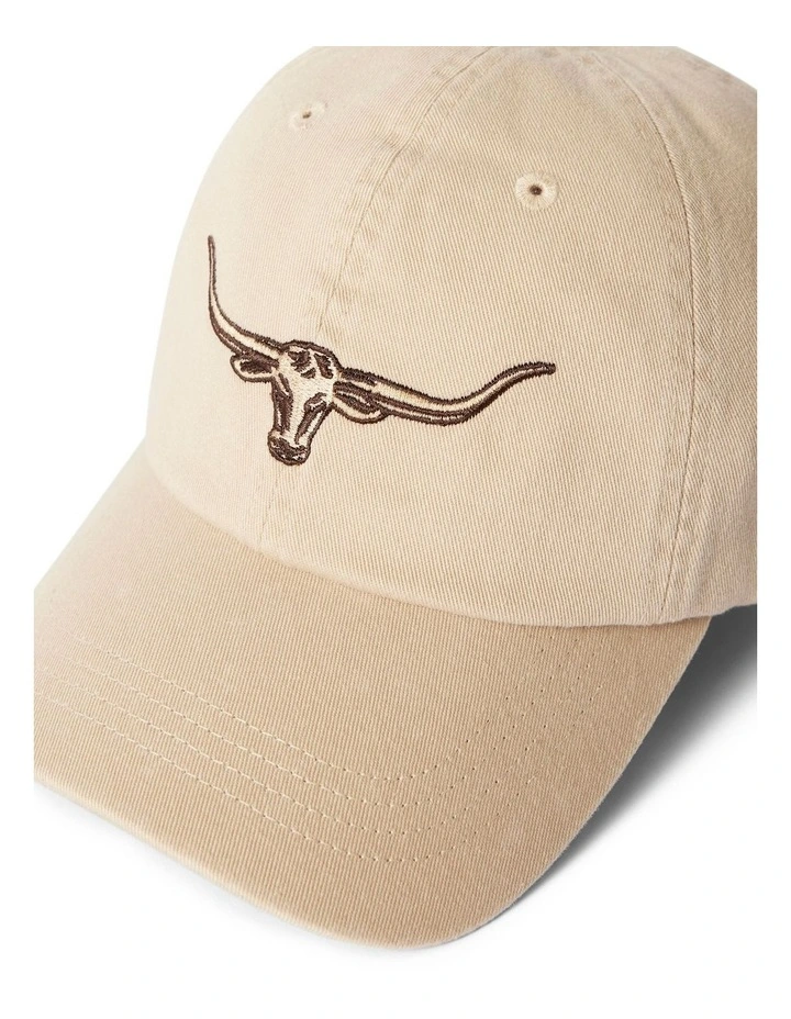 Longhorn Twill Cap Hat in Ecru image 4
