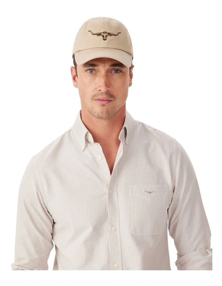 Longhorn Twill Cap Hat in Ecru image 5