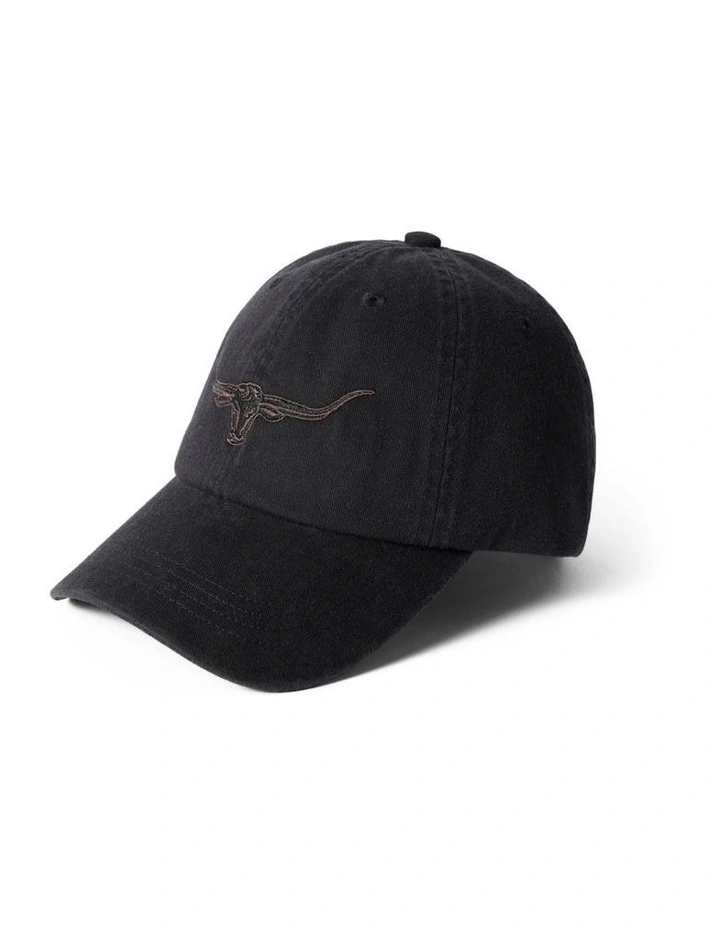 Longhorn Twill Cap Hat in Black Wash image 2