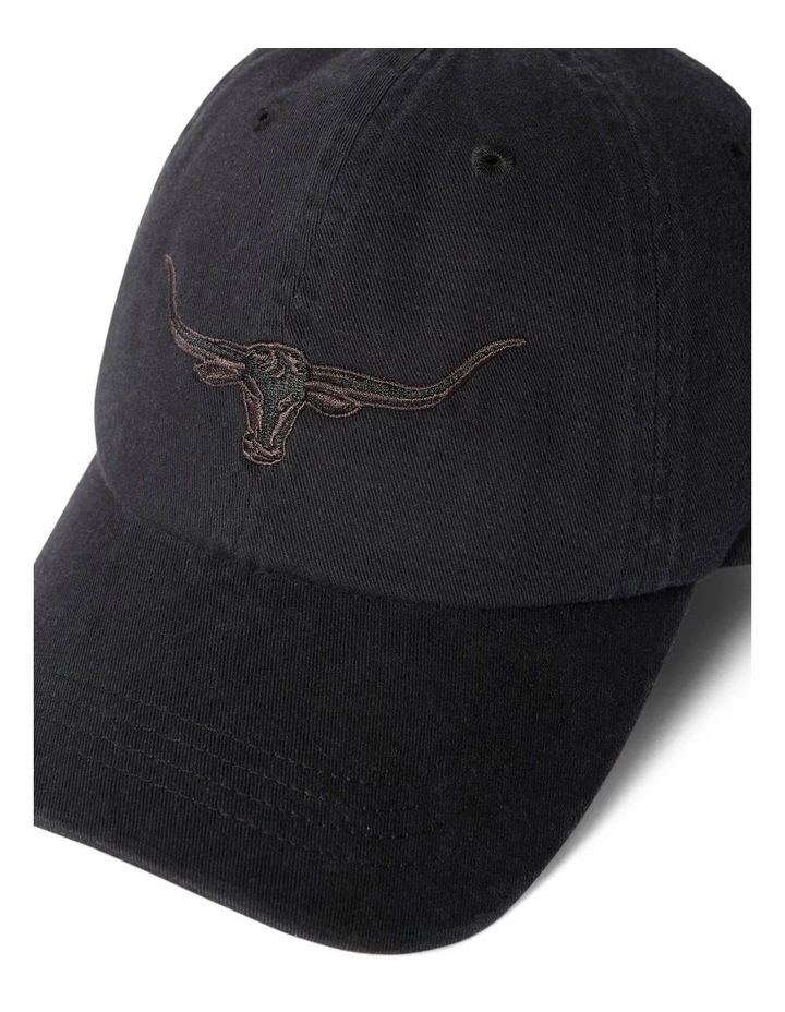 Longhorn Twill Cap Hat in Black Wash image 4