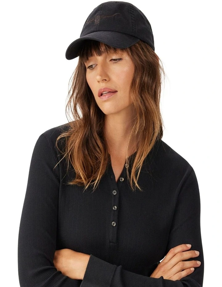 Longhorn Twill Cap Hat in Black Wash image 6