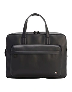 Flag Ribbed Pocket Laptop Bag in Navy