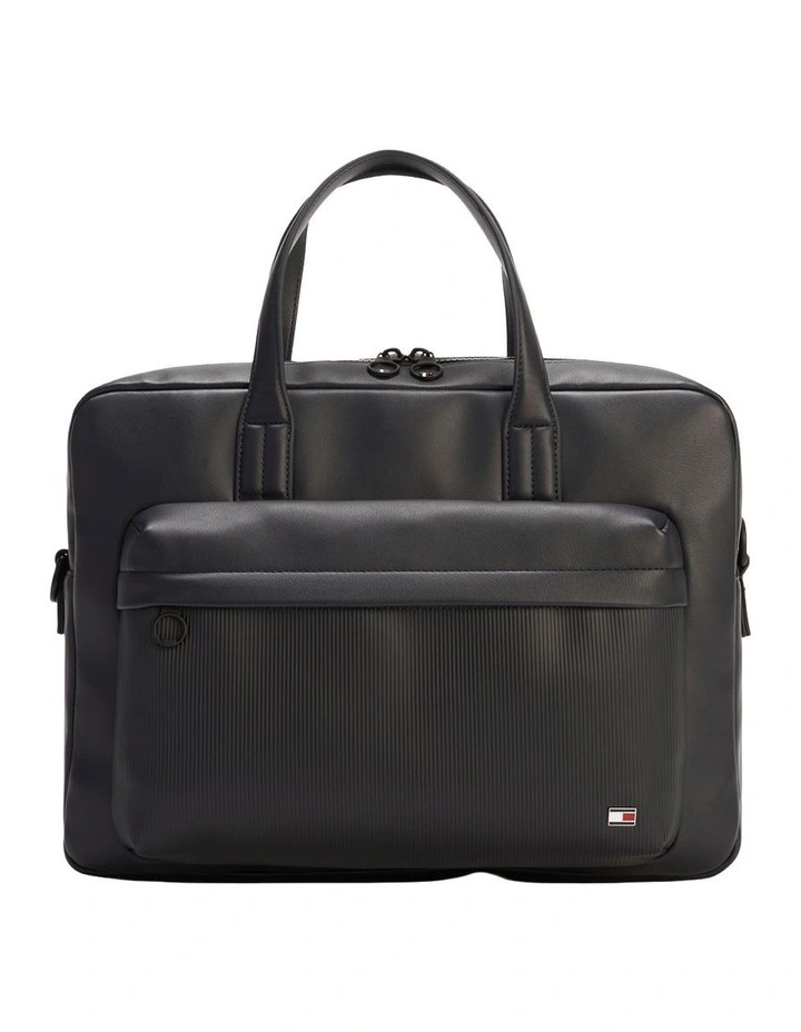 Flag Ribbed Pocket Laptop Bag in Navy image 1