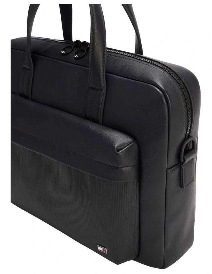 Flag Ribbed Pocket Laptop Bag in Navy image 3