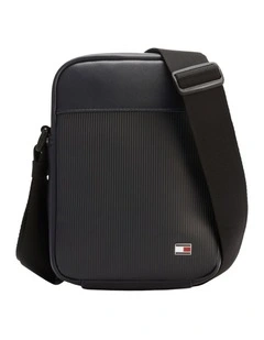 Flag Ribbed Crossbody Reporter Bag in Navy