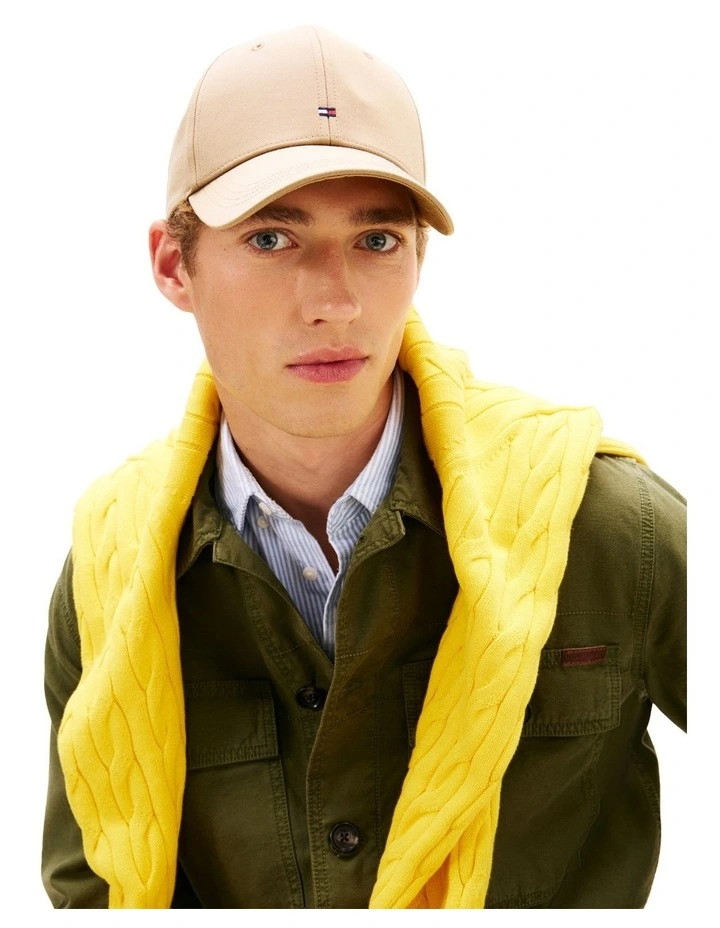 Flag Cotton 6 Panel Cap in Beige image 2