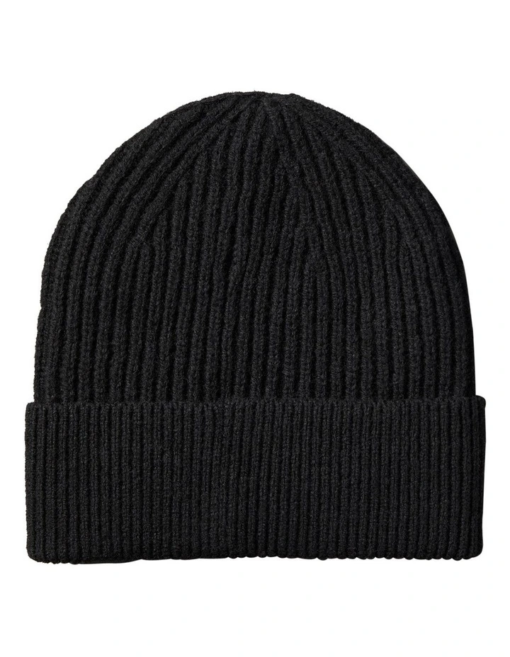 Hw Wool Blend Beanie Hat Black image 2