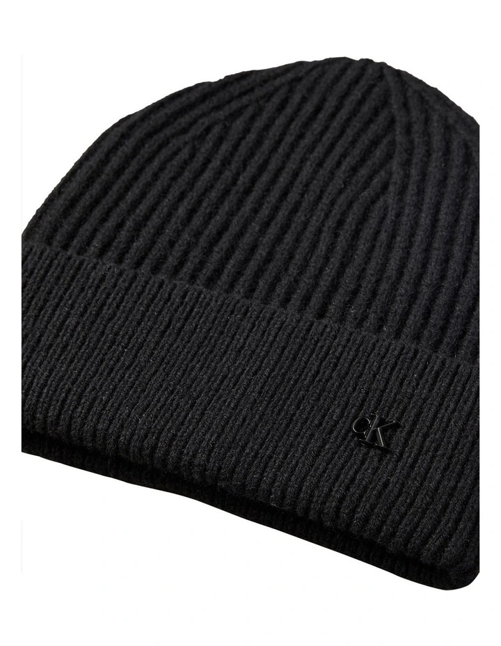 Hw Wool Blend Beanie Hat Black image 3