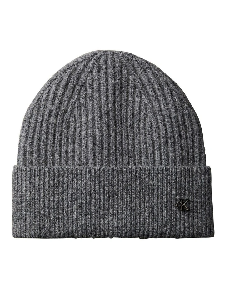 Hw Wool Blend Beanie Hat in Charcoal Heather image 1