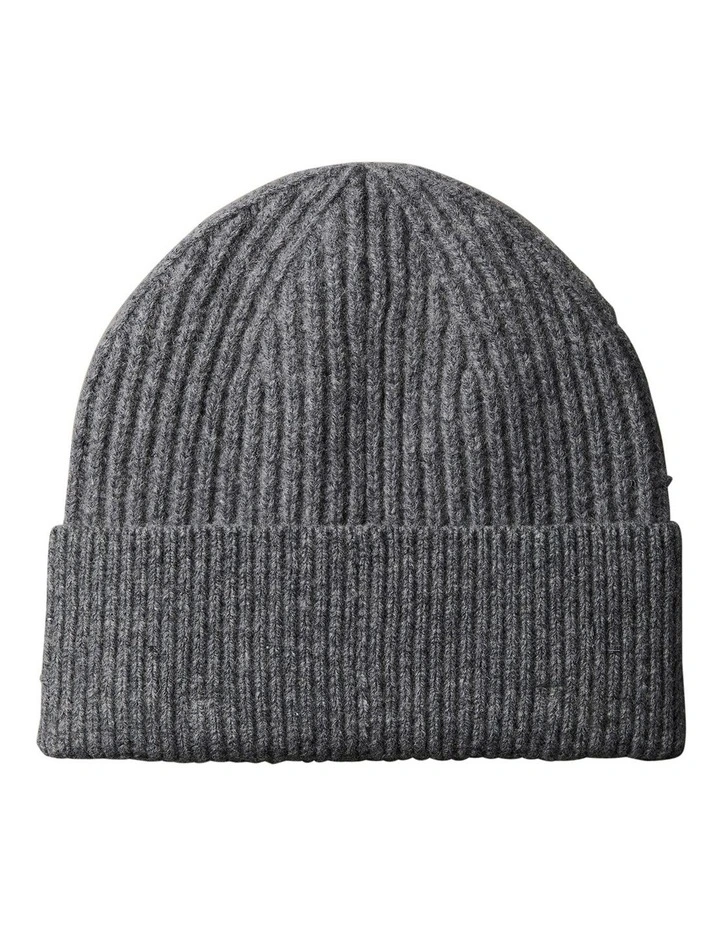 Hw Wool Blend Beanie Hat in Charcoal Heather image 2