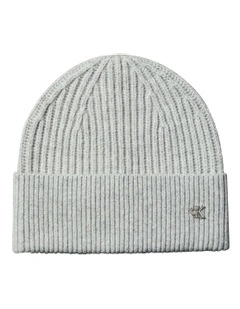 Hw Wool Blend Beanie Hat in Light Grey Heather