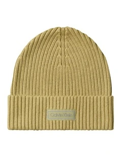 Patch Chunky Rib Cotton Beanie in Hat Cedar