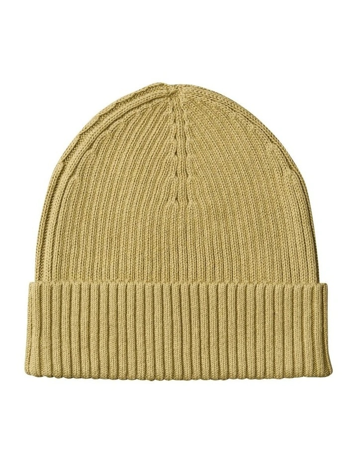 Patch Chunky Rib Cotton Beanie in Hat Cedar image 2