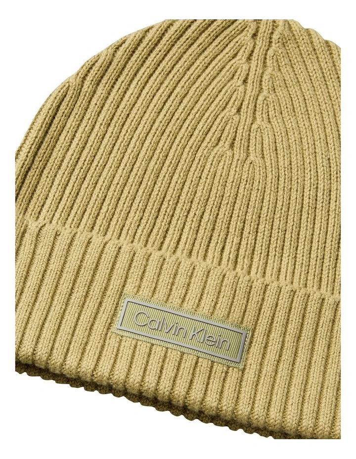 Patch Chunky Rib Cotton Beanie in Hat Cedar image 3