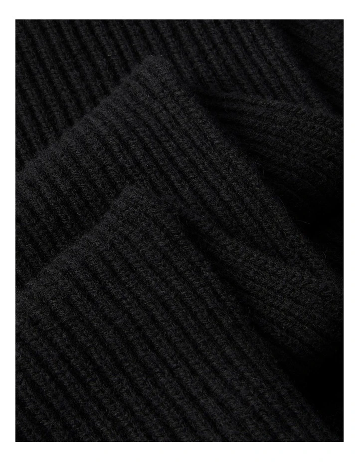 Hw Wool Blend Knit Scarf in Black image 2