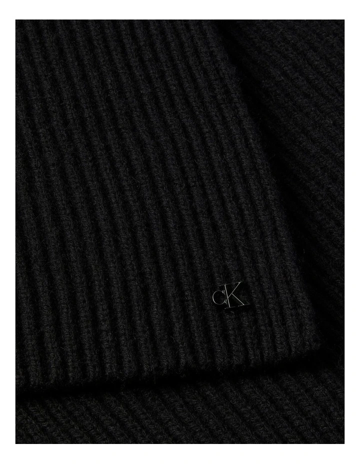 Hw Wool Blend Knit Scarf in Black image 3