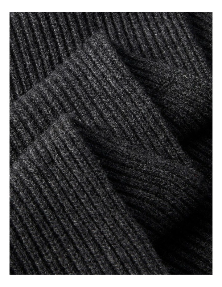 Hw Wool Blend Knit Scarf in Charcoal Heather image 2