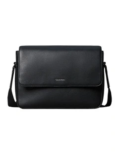 Raised Flap Messenger Bag Black