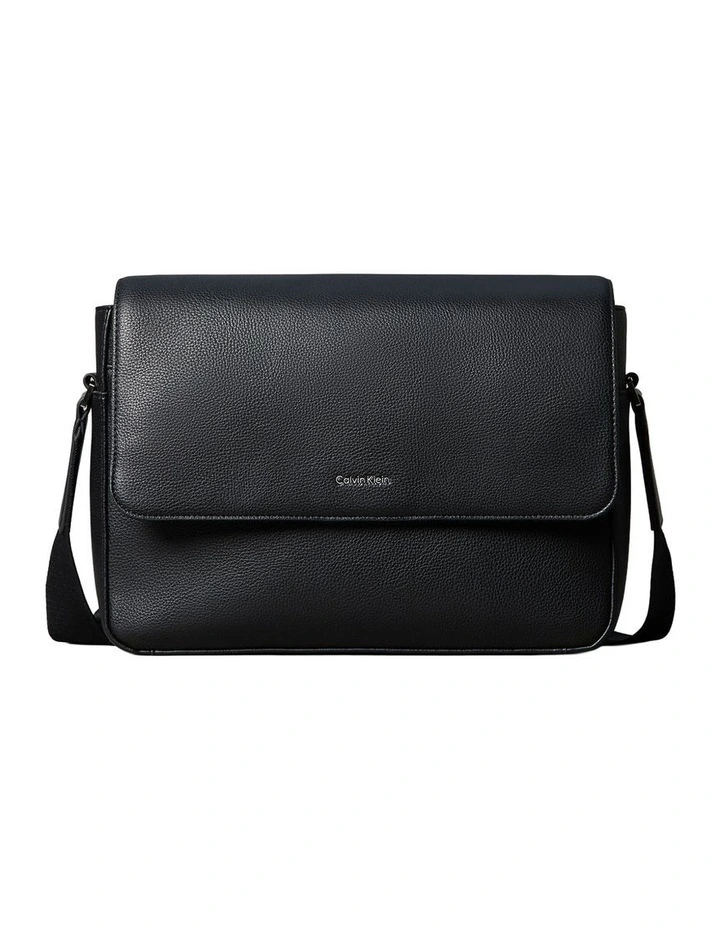 Raised Flap Messenger Bag Black image 1