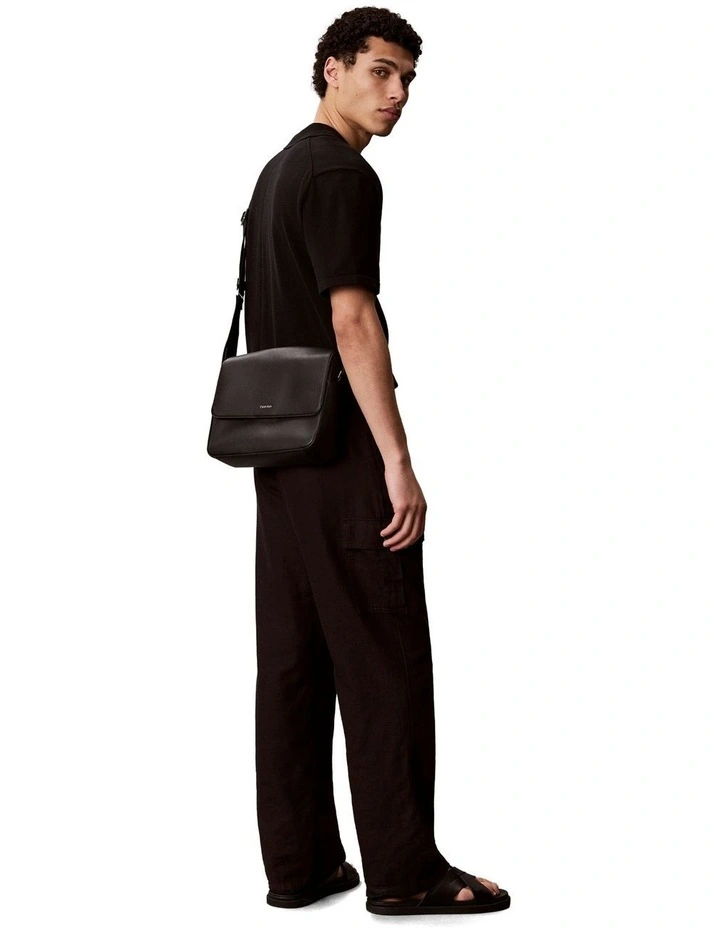 Raised Flap Messenger Bag Black image 5