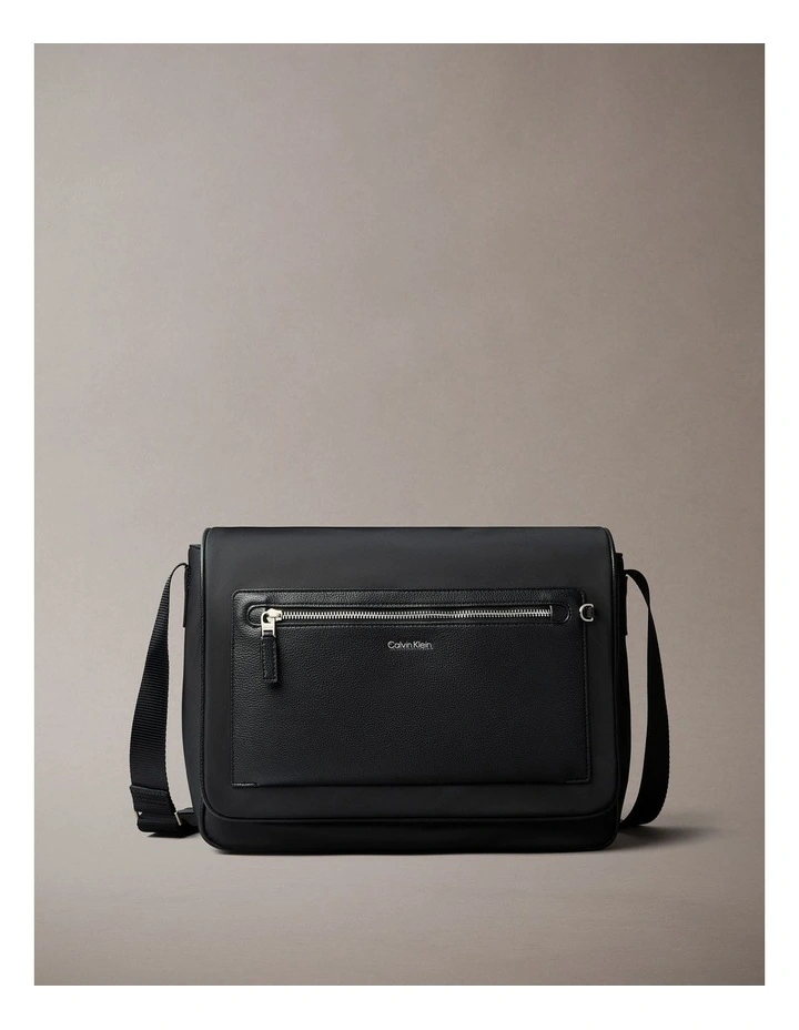 Raised Logo Flap Messenger in Black image 1