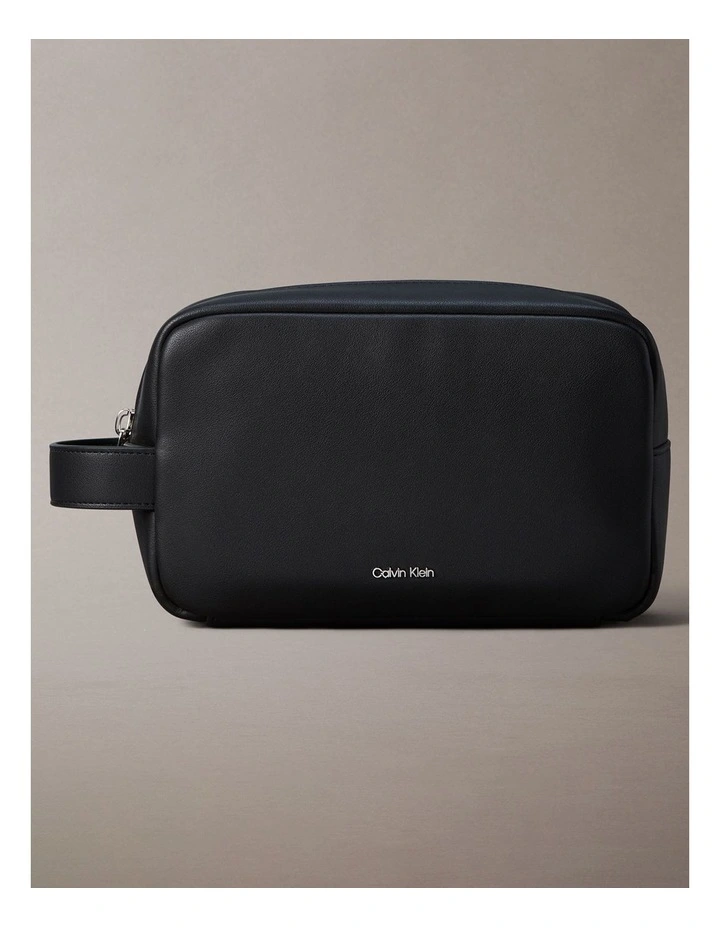 Raised Logo Washbag in Black image 1