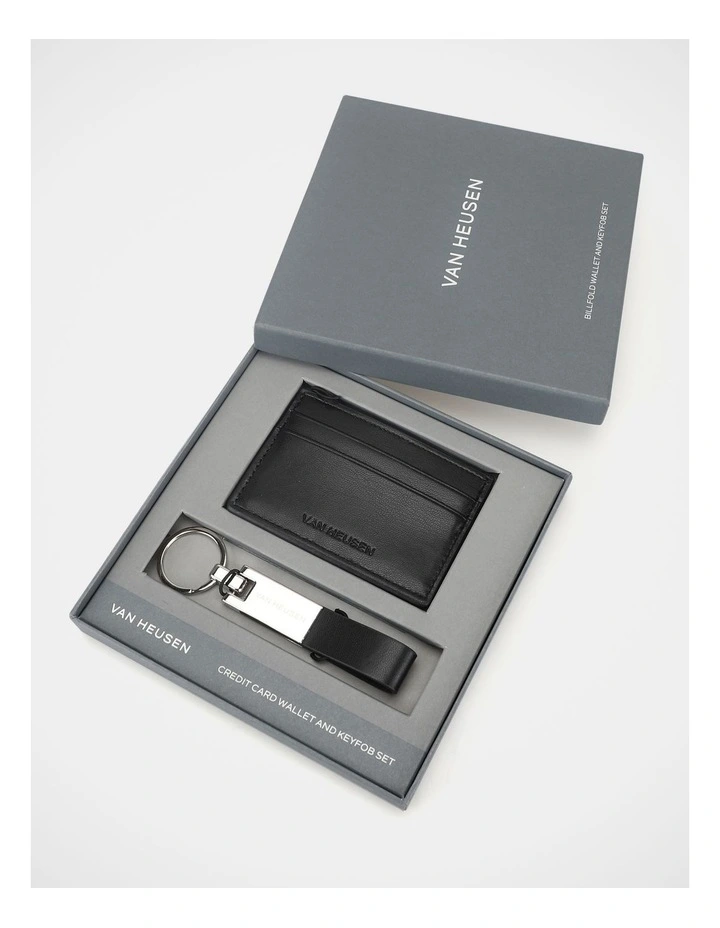 Credit Card Wallet and Keyfob Set in Black image 1